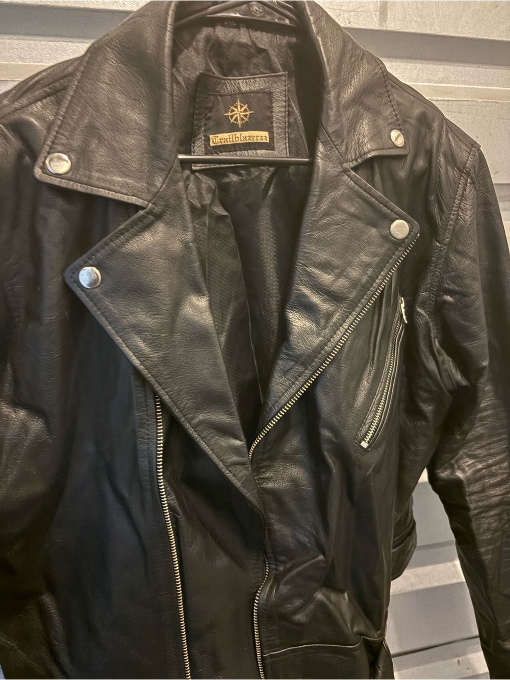 Vintage Black Leather Moto Jacket -